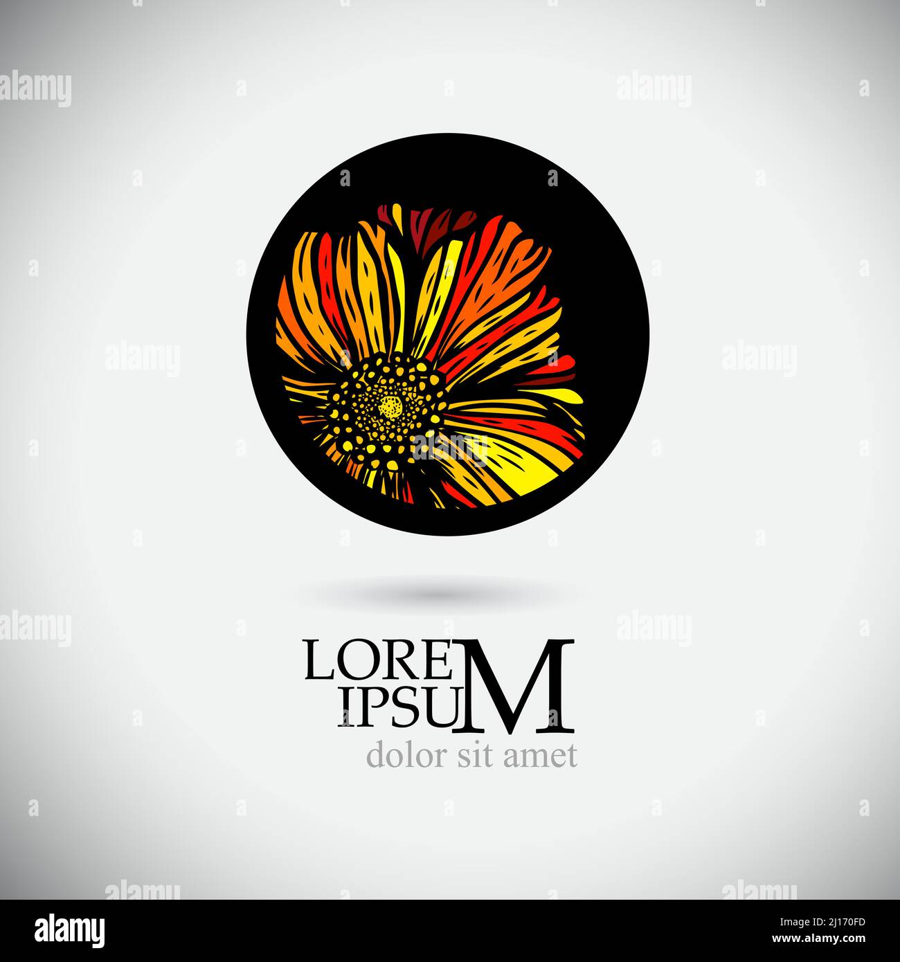Abstract flower logo. Round graphic element. Vector illustration Stock ...