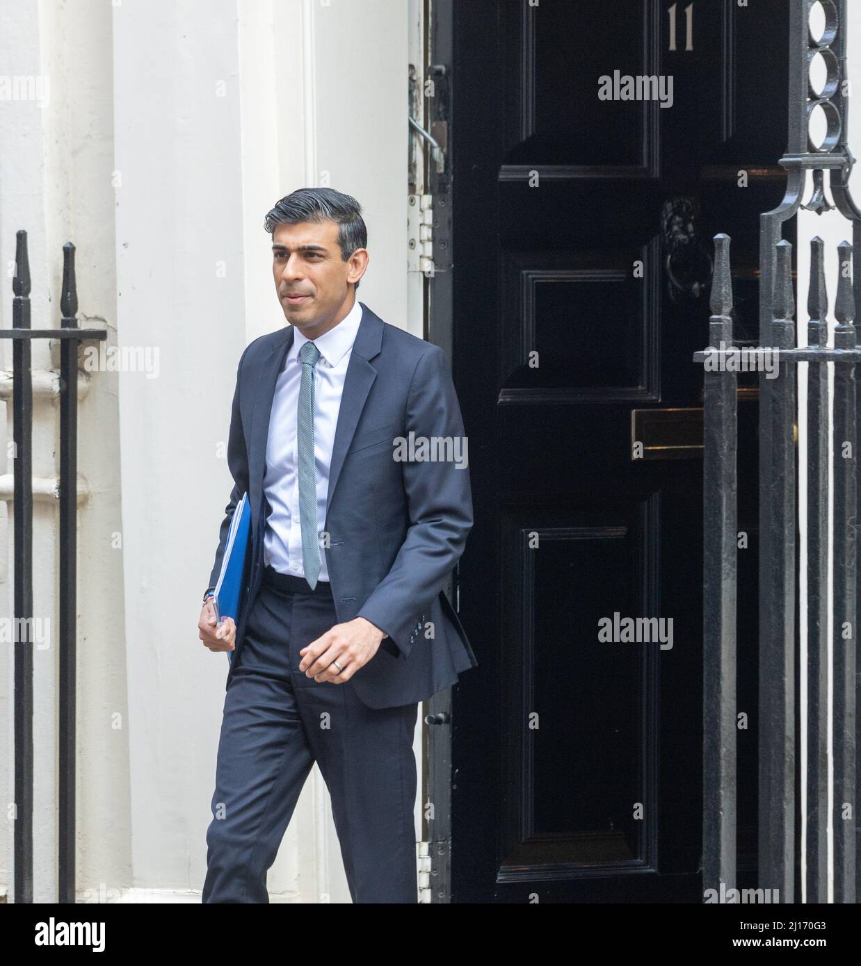 London, UK. 23rd Mar, 2022. 23rd Mar 2022 Rishi Sunak, Chancellor of the Exchequer, leaves 11 Downing Street for the Autumn Statement Credit: Ian Davidson/Alamy Live News Stock Photo