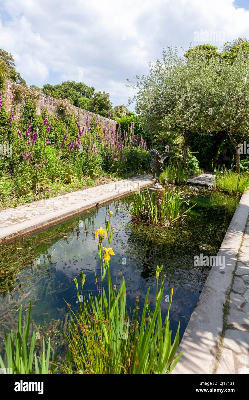 The Italian Garden in the Pleasure Grounds, Lost Gardens of Heligan, Cornwall, UK Stock Photo