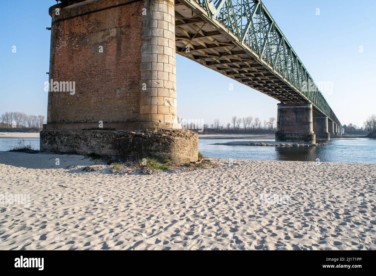 Drought warning: the hydrometric level of the Po river near the Ponte della  Becca (on the Ticino side) has been at its lowest for thirty years. Pavia  (Italy), March 22nd, 2022 (Photo