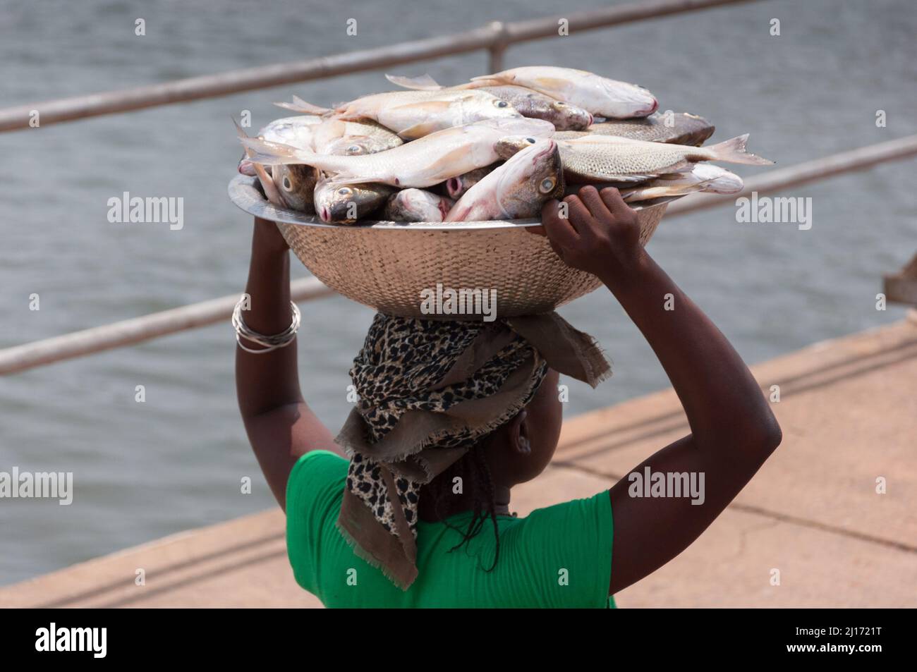 Women carrying the days catch. Freetown, Sierra Leone. Stock Photo