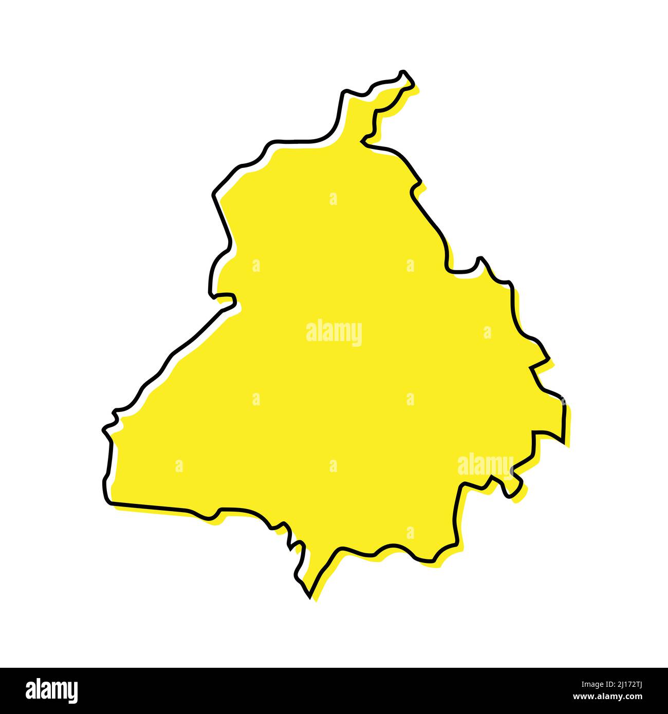 Simple outline map of Punjab is a state of India. Stylized minimal line design Stock Vector