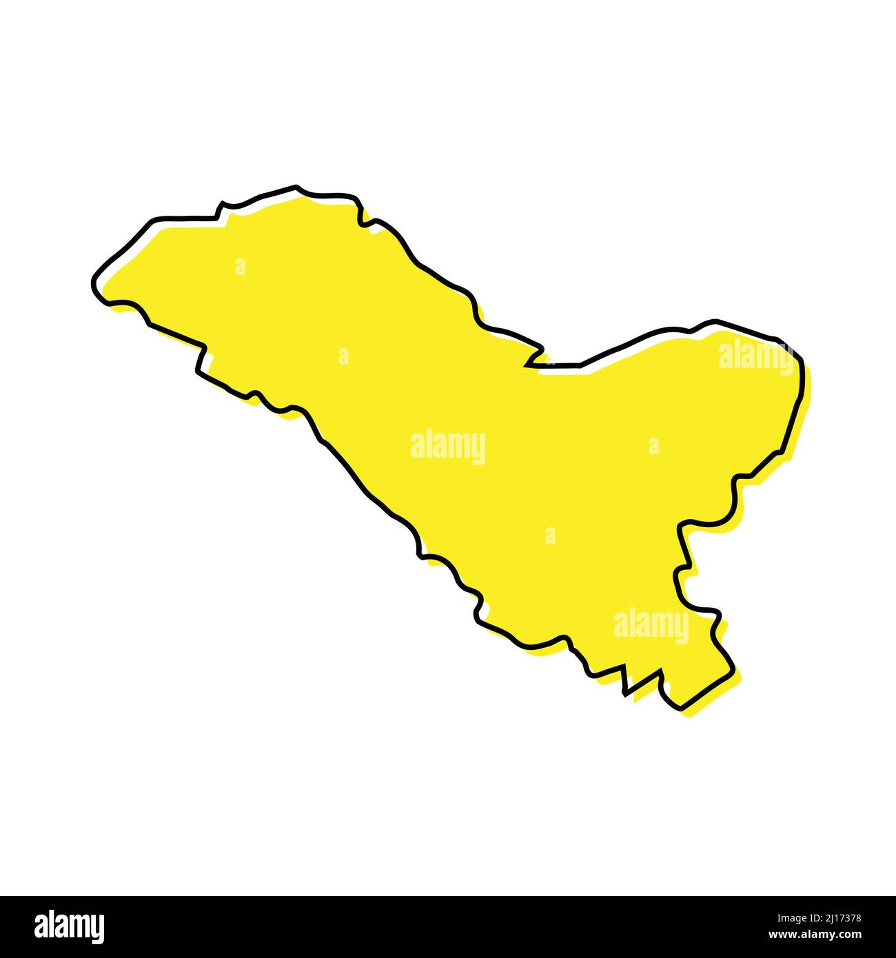 Simple outline map of Ladakh is a state of India. Stylized minimal line design Stock Vector