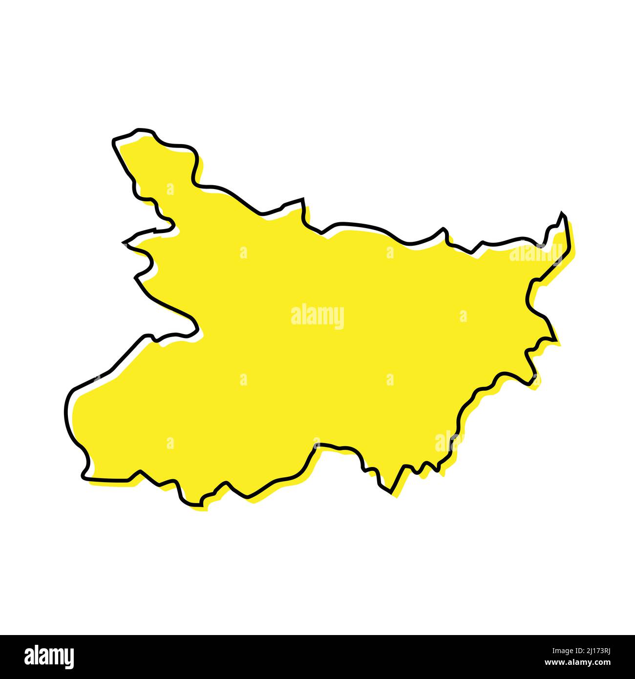 Simple outline map of Bihar is a state of India. Stylized minimal line design Stock Vector