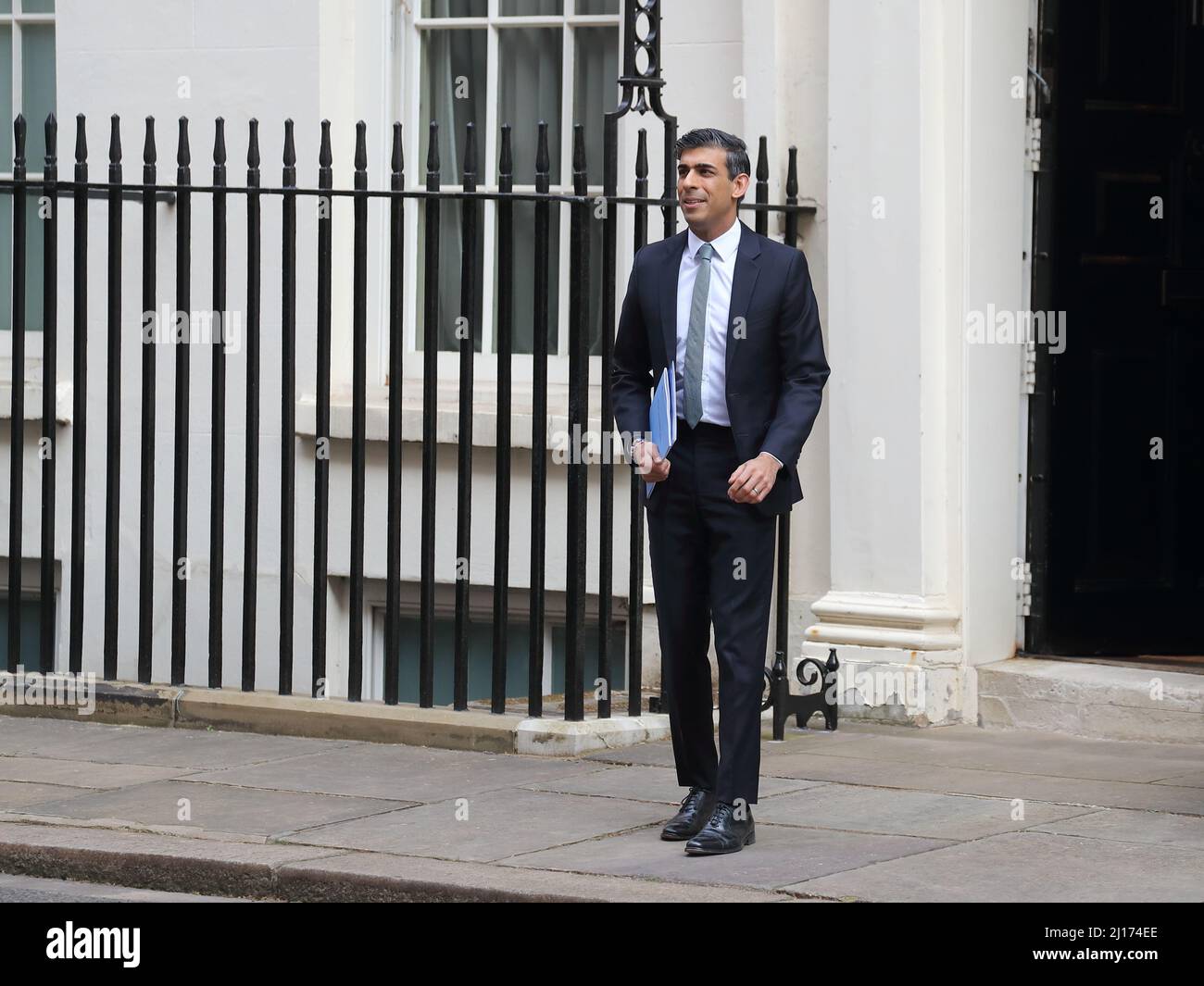 London, UK. 23rd Mar, 2022. Chancellor of the Exchequer Rishi Sunak leaves No11 Downing Street to present the new budget of the UK government in his Spring Statement 2022. Credit: Uwe Deffner/Alamy Live News Stock Photo