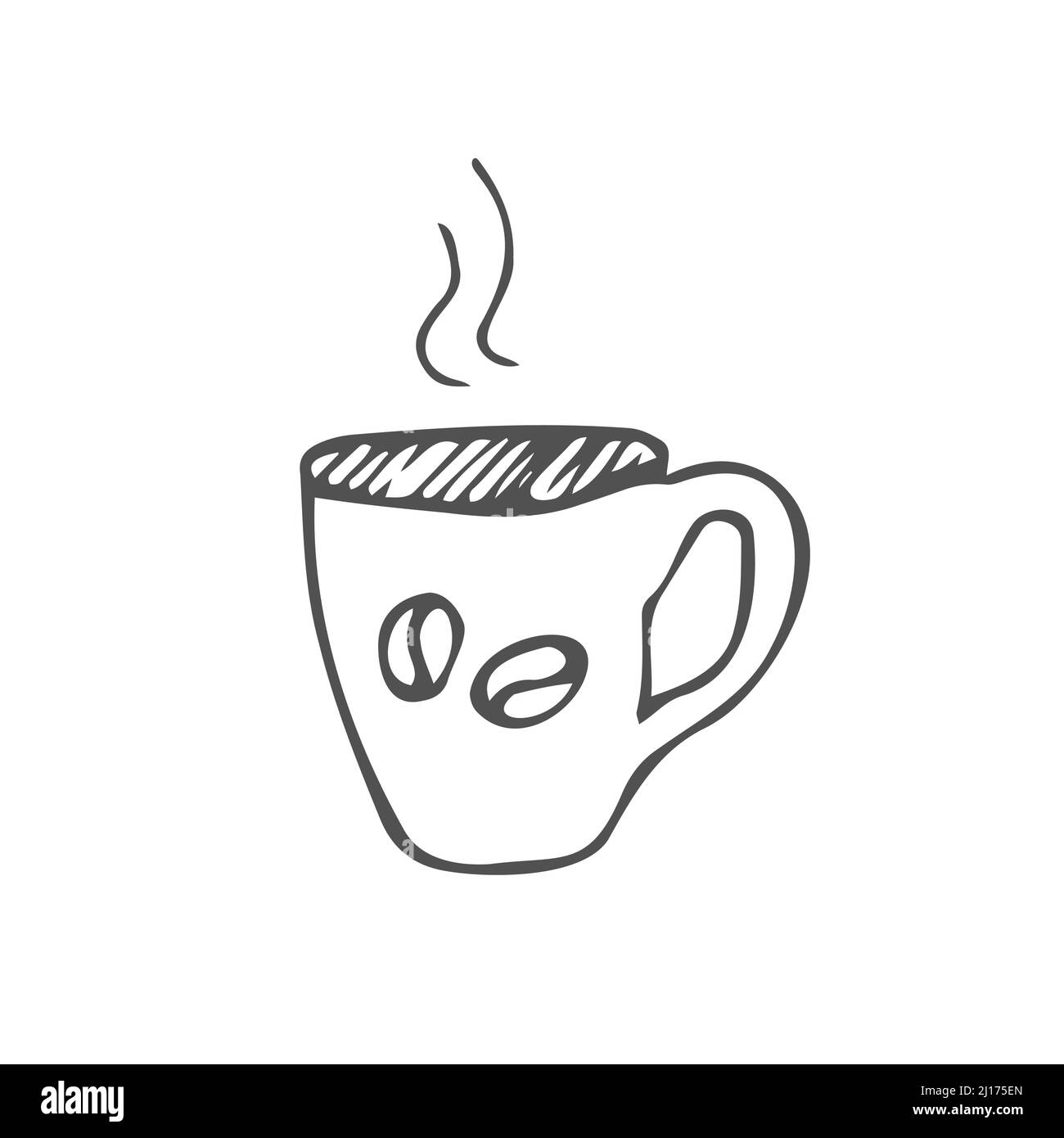 Doodle Hot Coffee Cup graphic on white background Stock Vector