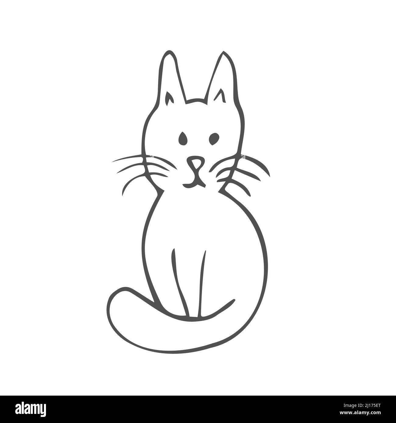 Cat icon. Outline vector illustration. Hand drawn style. Pets