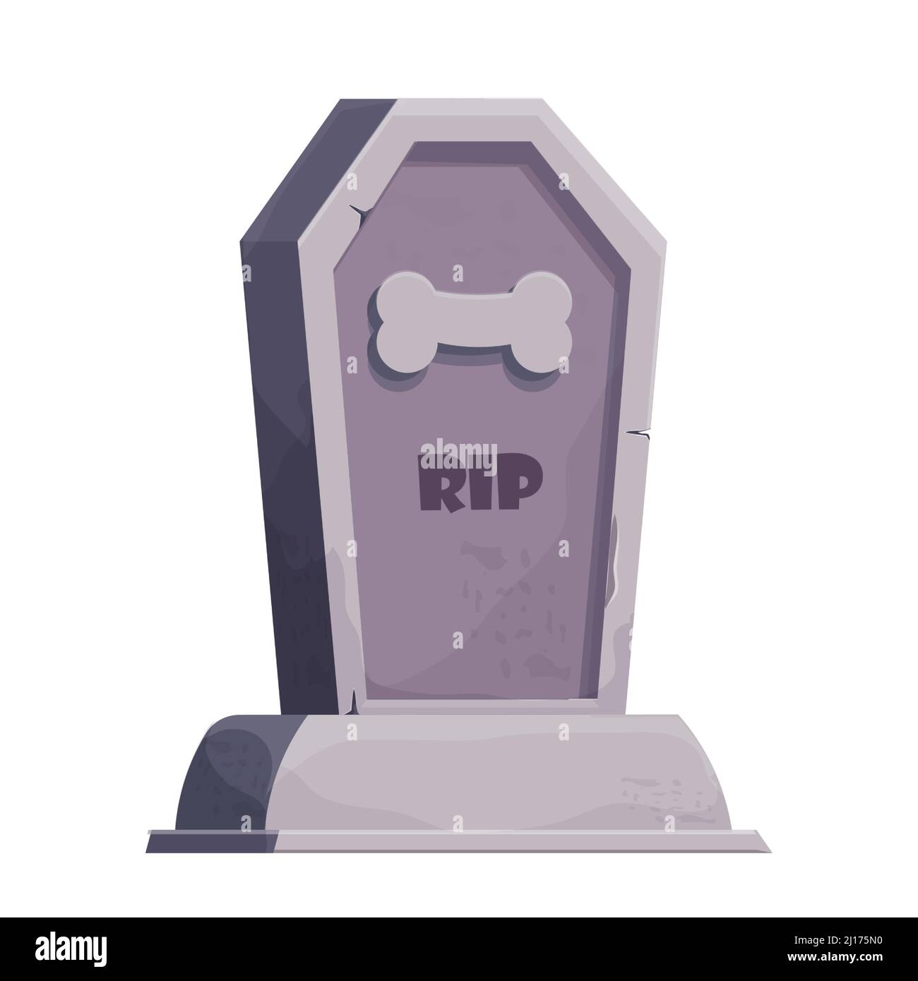 Pet gravestone, animal funeral with foot print in cartoon style isolated on white background. . Vector illustration Stock Vector