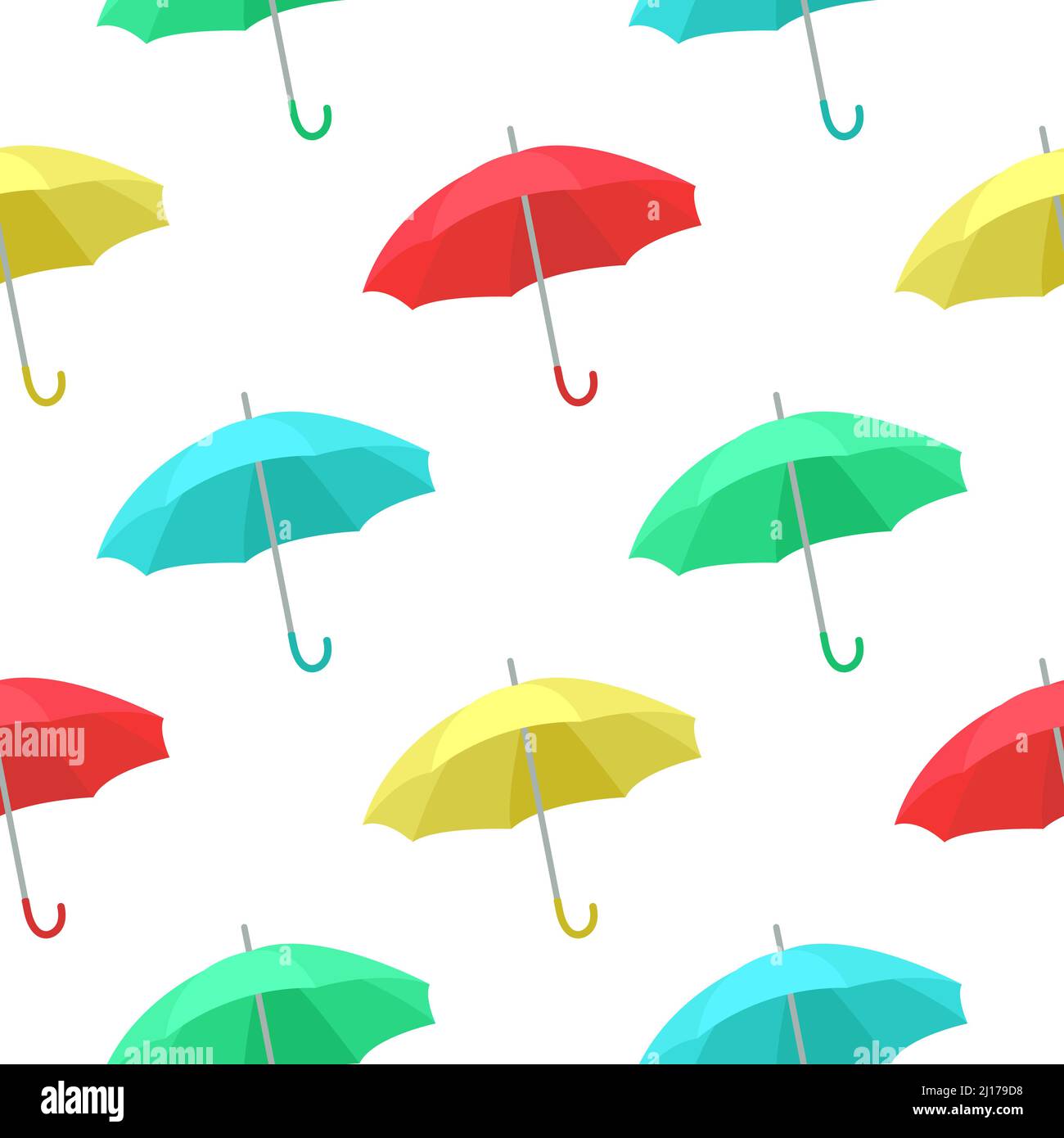 Colorful multicolored umbrellas seamless pattern. Red yellow blue green