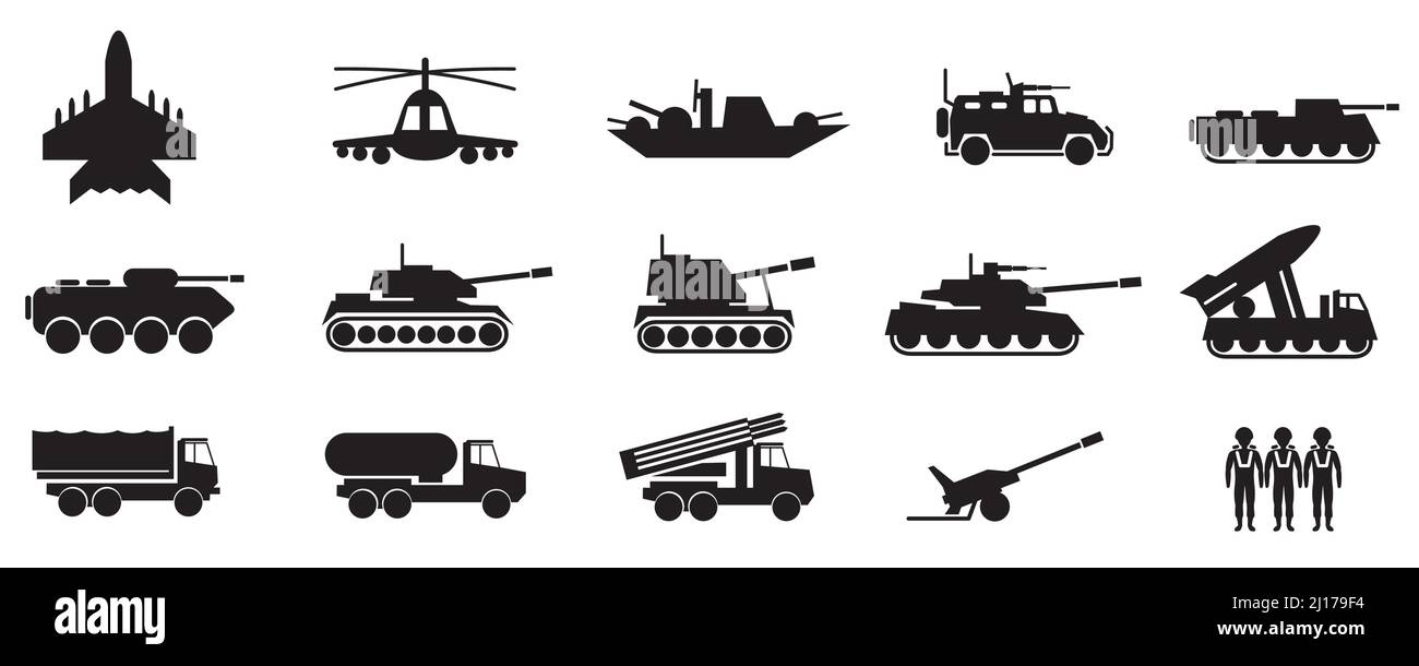 war transport icon sign symbols set Stock Vector