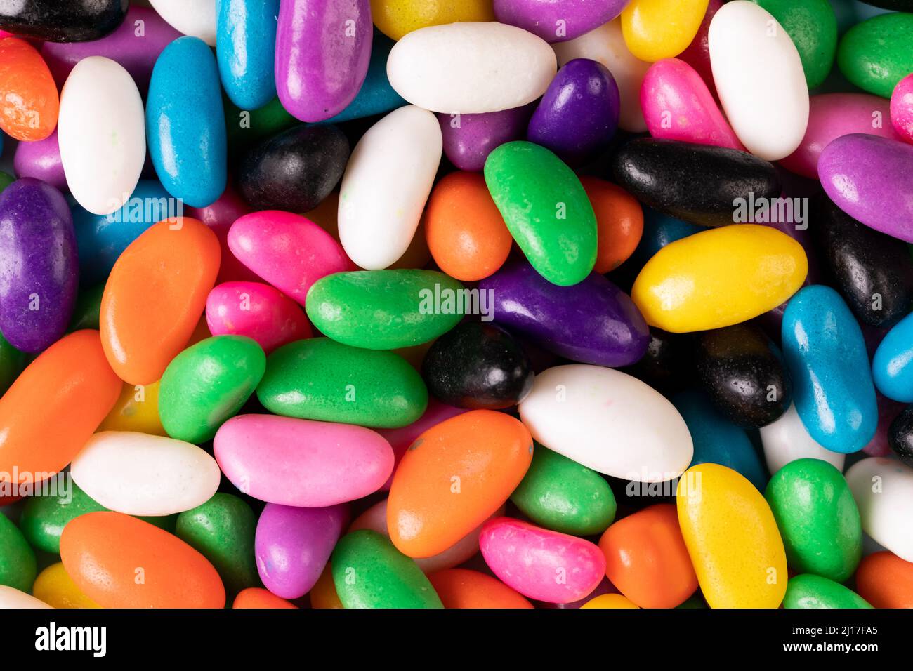 Directly above view of full frame multi colored sweet candies Stock Photo