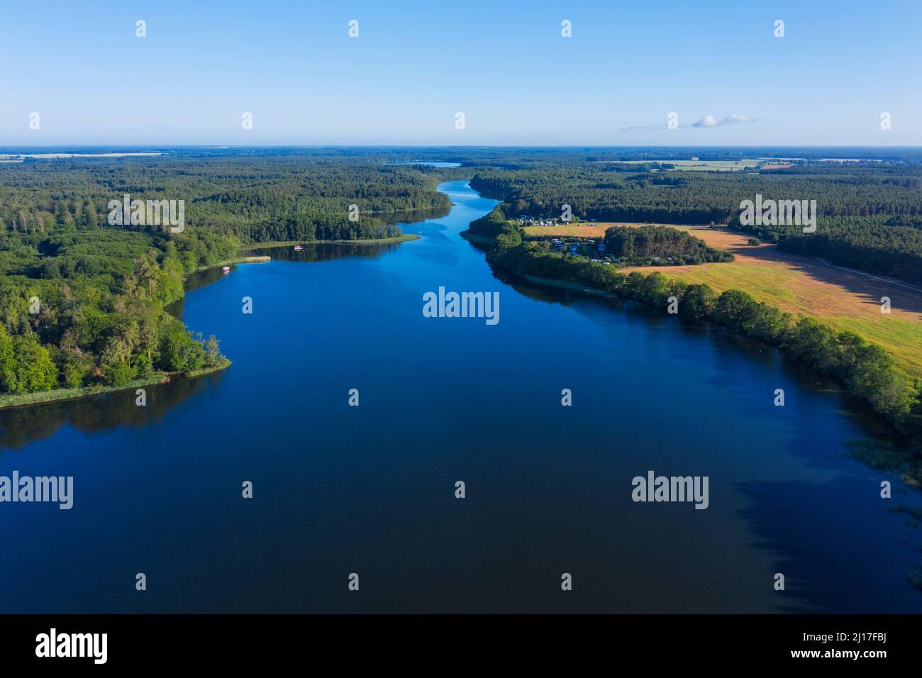 Aerial view of Vilzsee lake in summer Stock Photo