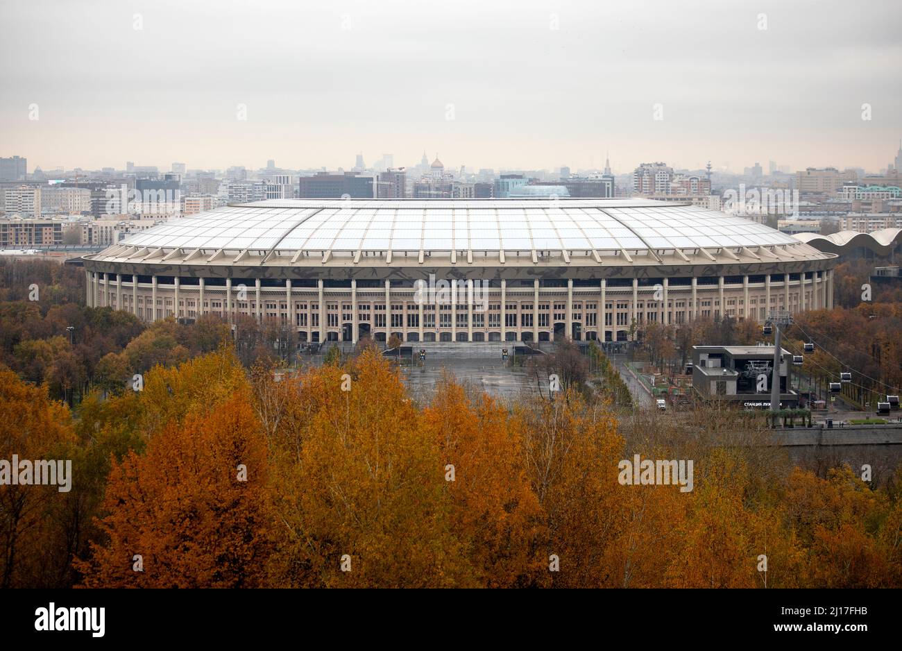 File photo dated 10-10-2019 of the Luzhniki Stadium in Moscow. Russia has declared an interest in hosting Euro 2028 or Euro 2032, the country's football federation has said. Issue date: Wednesday March 23, 2022. Stock Photo