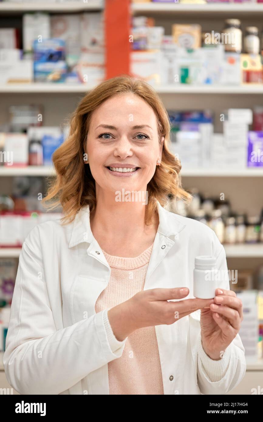 Portrait happy female pharmacist hi-res stock photography and images ...