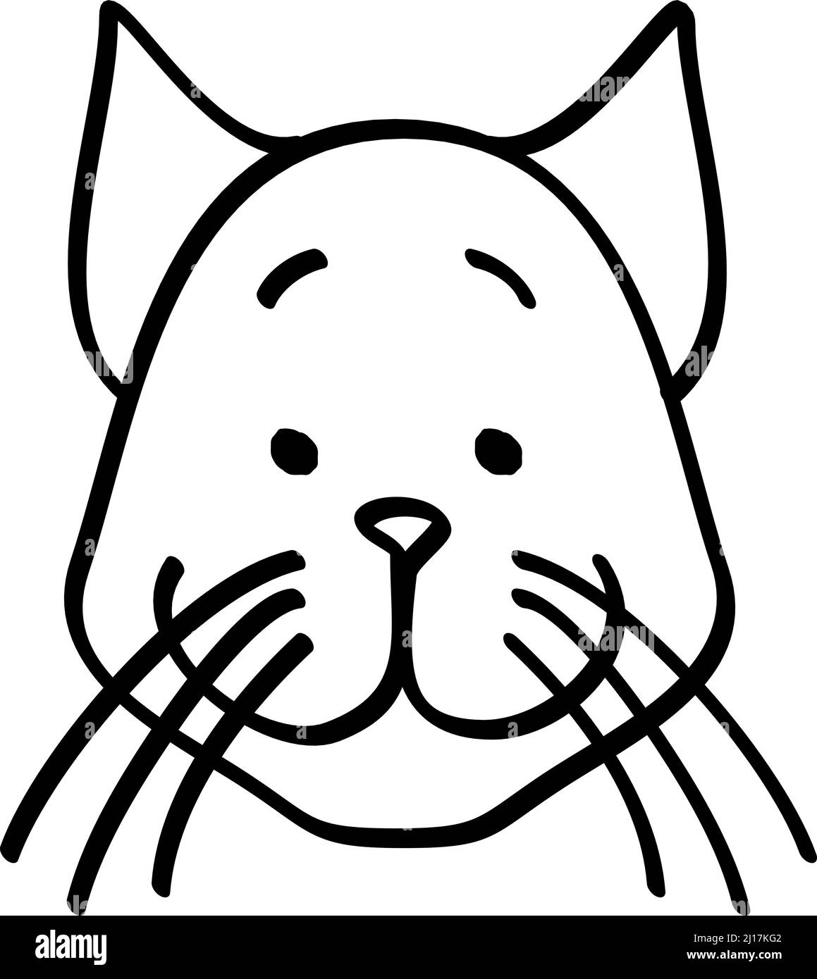 Funny cat face. Hand drawn cut pet Stock Vector