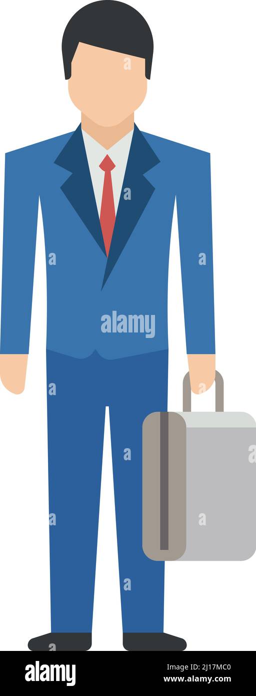 Man in blue suit. Businessman with briefcase standing Stock Vector ...