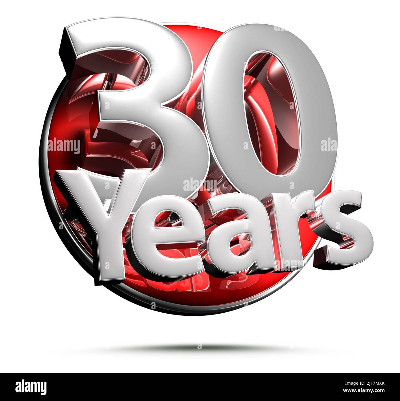 Sign 30 years isolated on white background  3D illustration with clipping path. Stock Photo