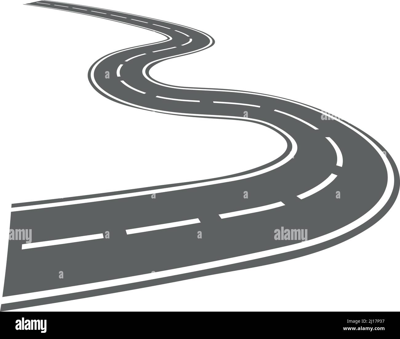 Curved track. Road turns. Asphalt path. Route way Stock Vector
