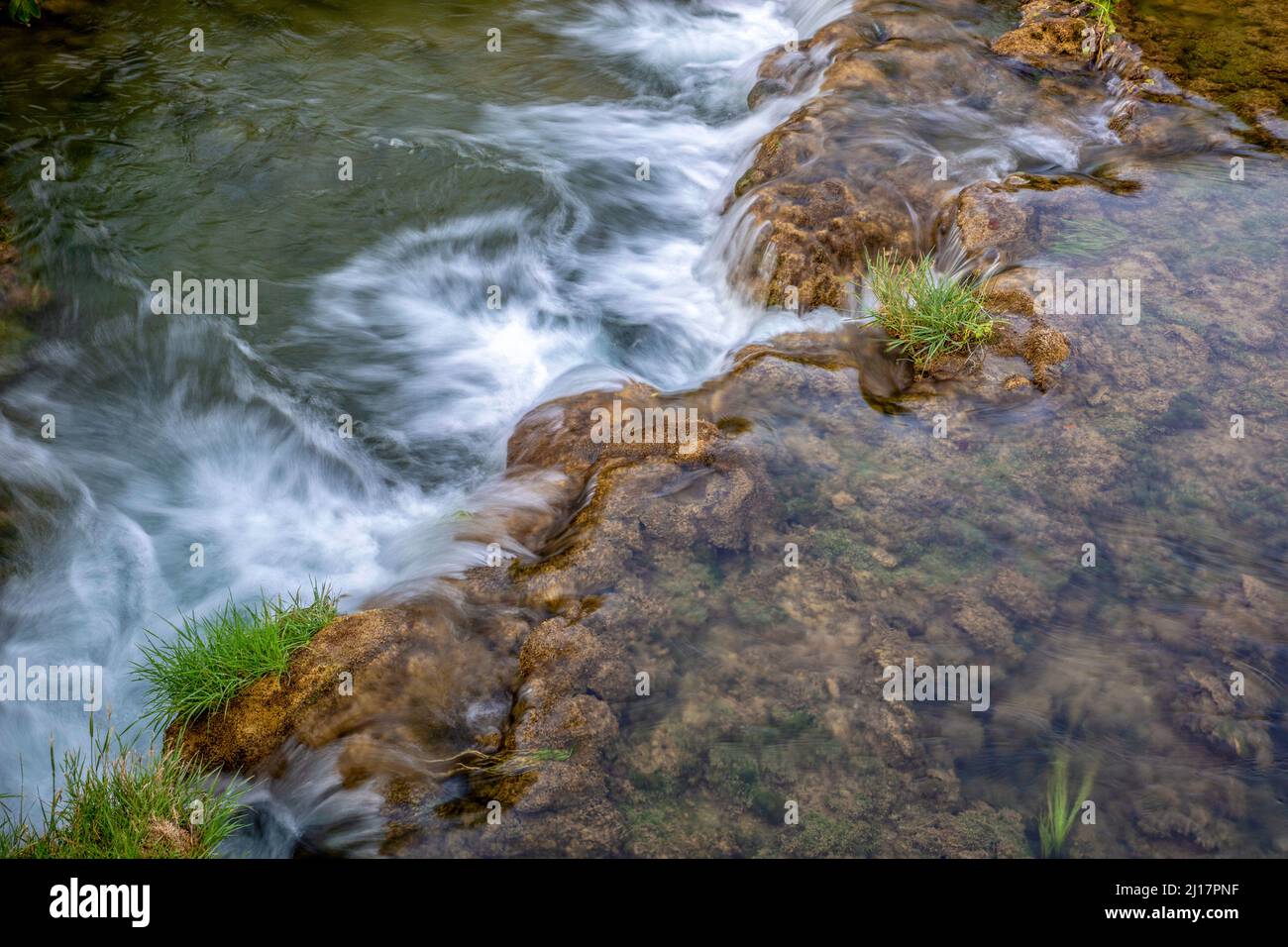 Running water in stream at Krka National Park, Skradinski Buk, Sibenik-Knin, Croatia Stock Photo