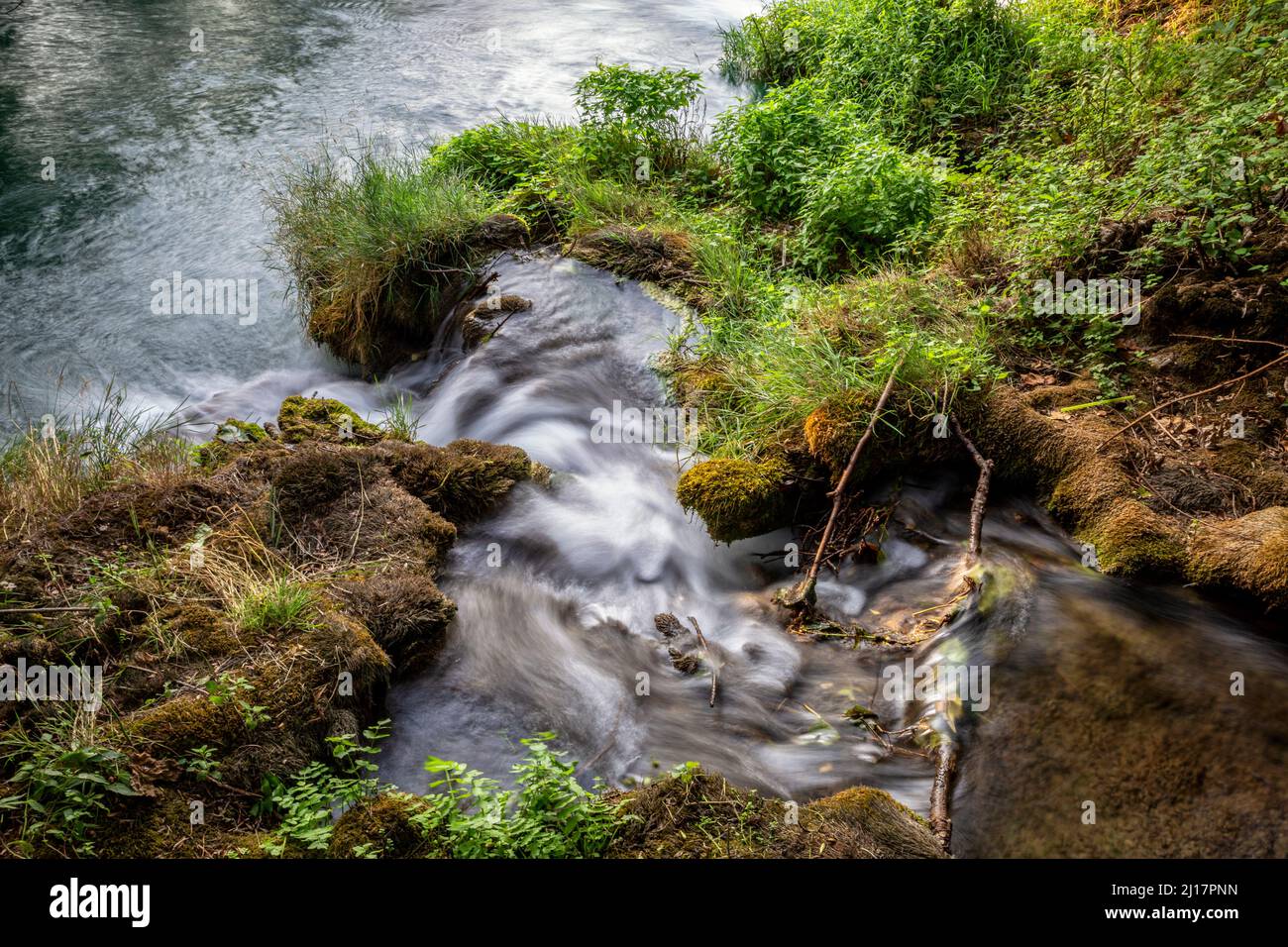 Flowing water in stream at Krka National Park, Skradinski Buk, Sibenik-Knin, Croatia Stock Photo