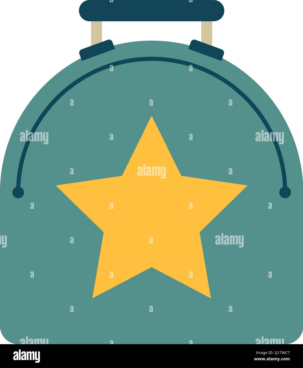 Bag icon. Cute school backpack with star drawing Stock Vector