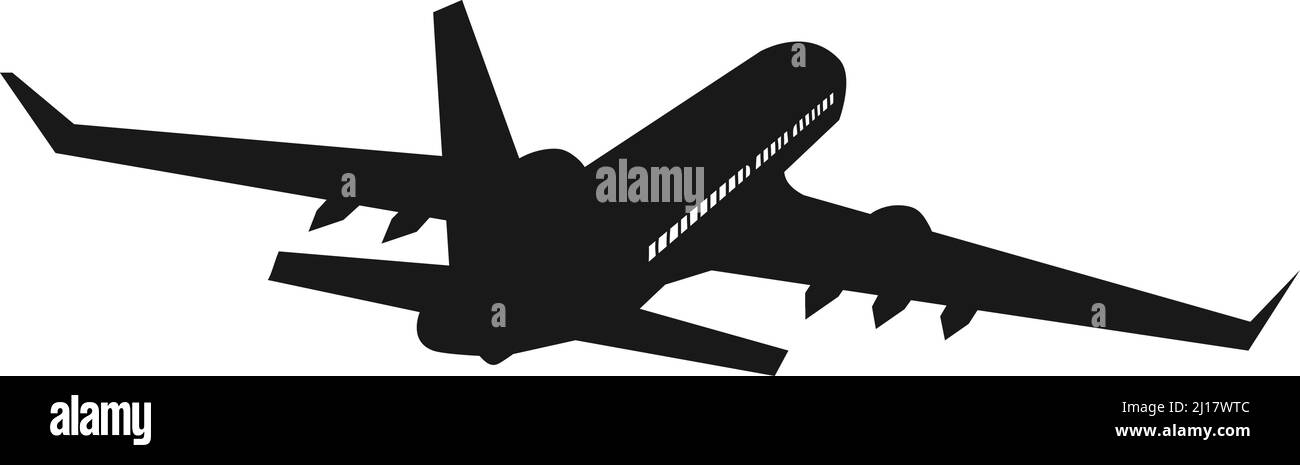 Plane flying away. Travel logo. Airplane silhouette Stock Vector