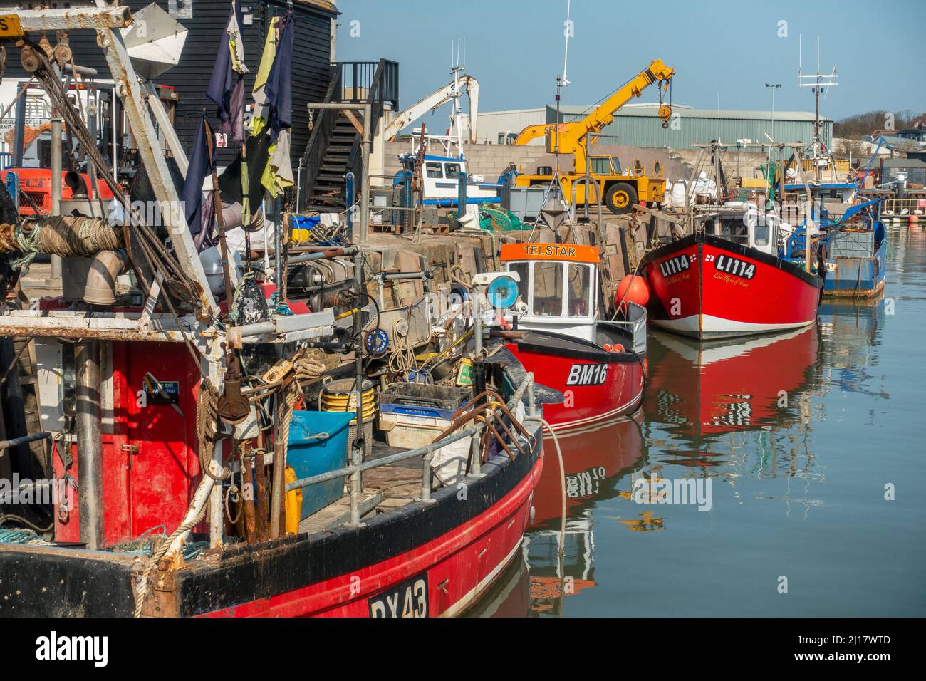 Fishing Boats,Whitstable Harbour,Whitstable,Kent,England Stock Photo