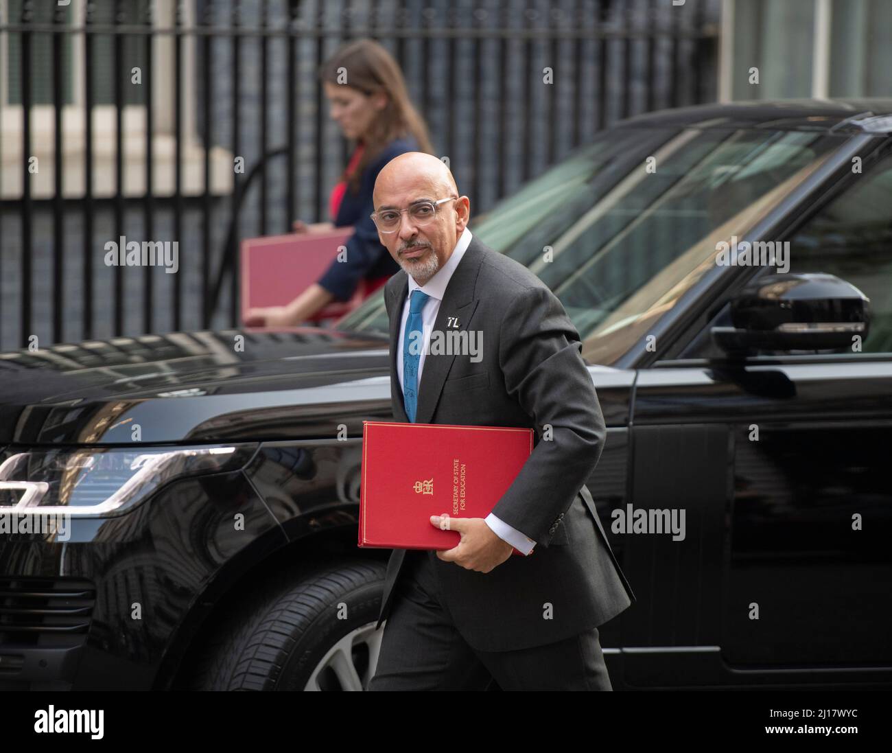 Downing Street, London, UK. 23 March 2022. Nadhim Zahawi MP, Secretary of State for Education, in Downing Street for weekly cabinet meeting. Credit: Malcolm Park/Alamy Live News. Stock Photo