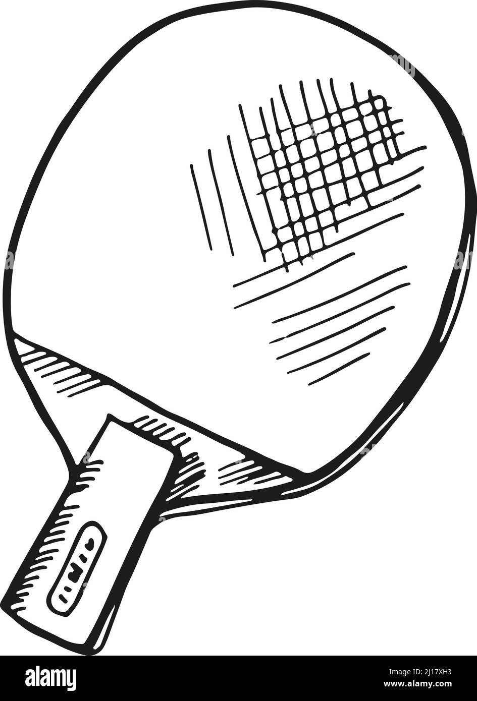 Ping pong racket doodle sketch. Table tennis paddle Stock Vector