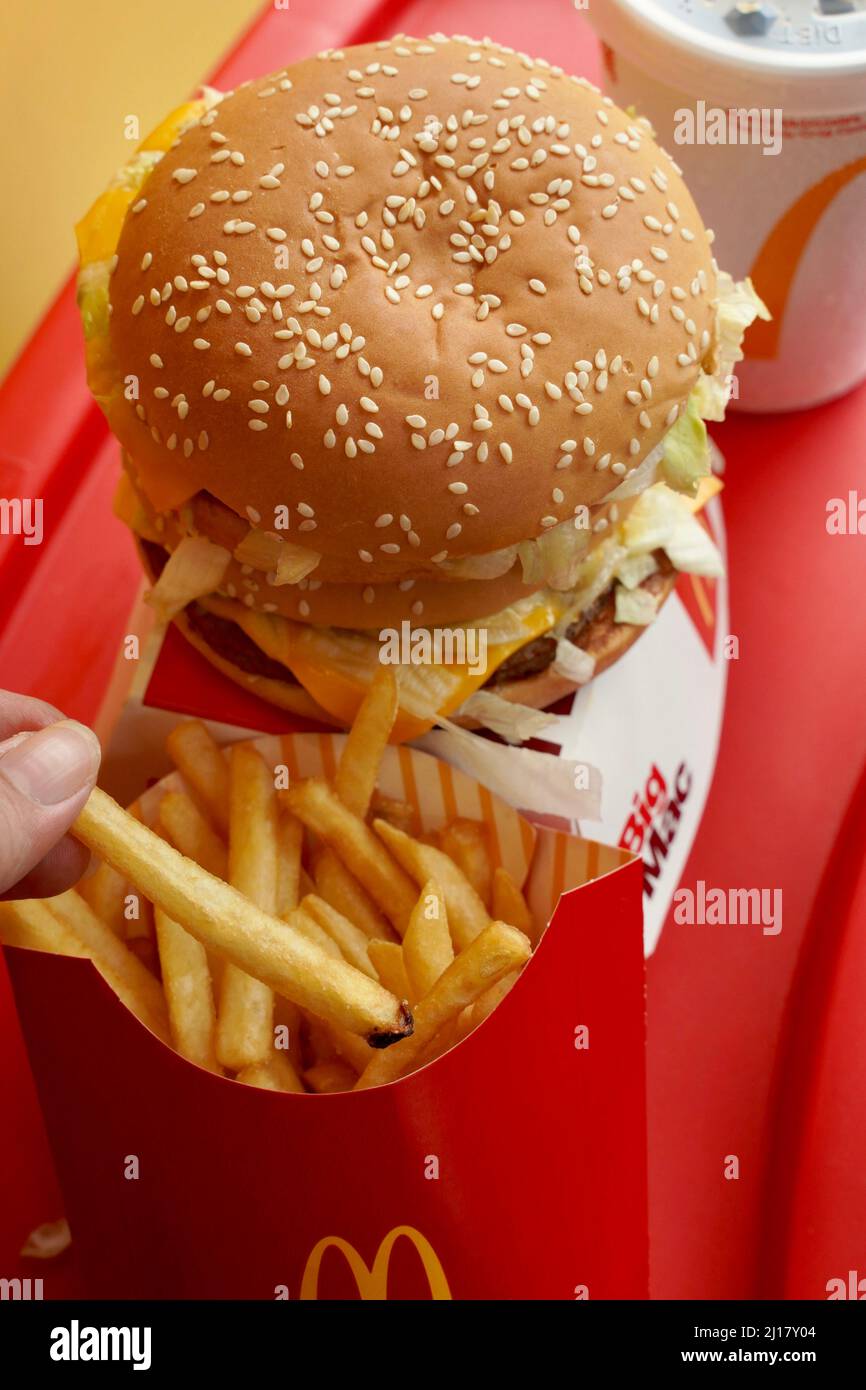 Ayutthaya,Thailand - Mar23,2022 : McDonald's Restaurant in Ayutthaya,Thailand. McDonald's is an American hamburger and fast food restaurant chain Stock Photo