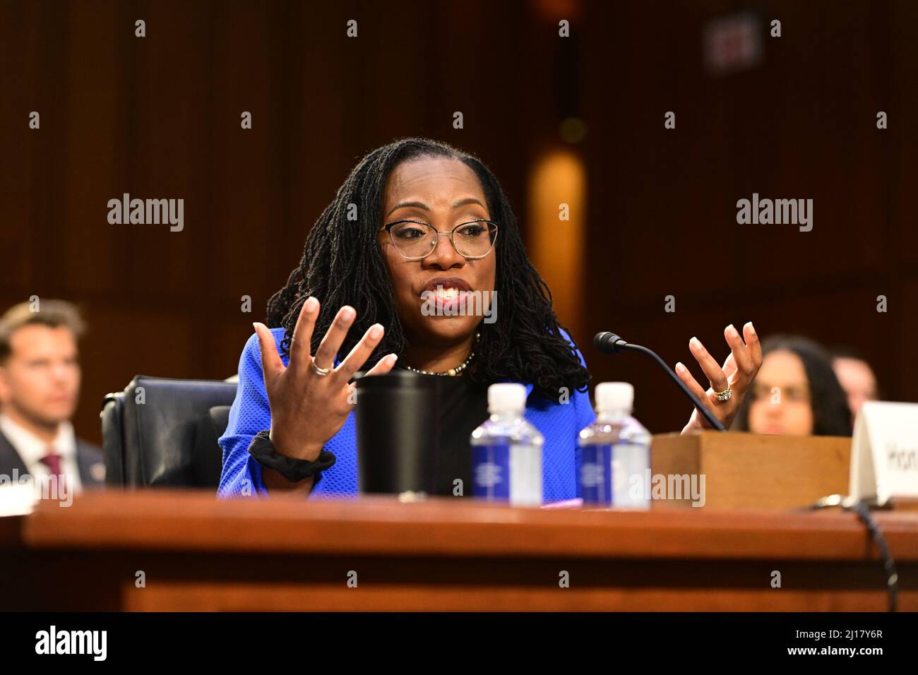 Judge Ketanji Brown Jackson testifies before the United States Senate Judiciary Committee on her nomination as Associate Justice of the US Supreme Court to replace Justice Stephen G. Breyer on Capitol Hill in Washington, DC on Wednesday, March 23, 2021.Credit: Ron Sachs / CNP /MediaPunch Stock Photo