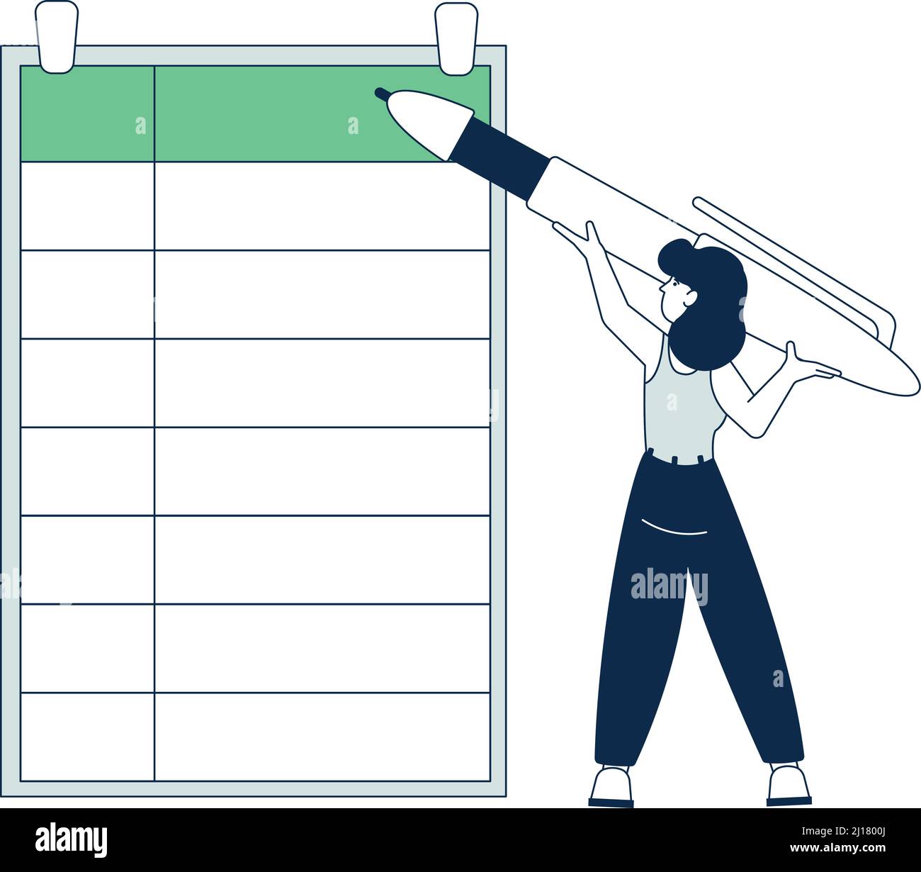 Woman writing strategy plan. Person working with day planner Stock
