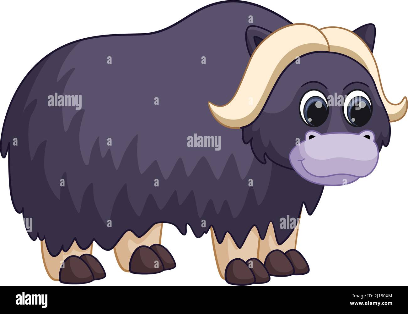 Musk ox. Nordic big animal. Funny cartoon character Stock Vector