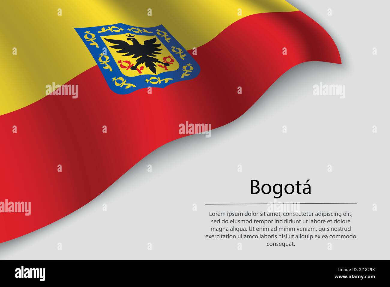 Wave flag of Bogotá is a region of Colombia. Banner or ribbon vector template Stock Vector