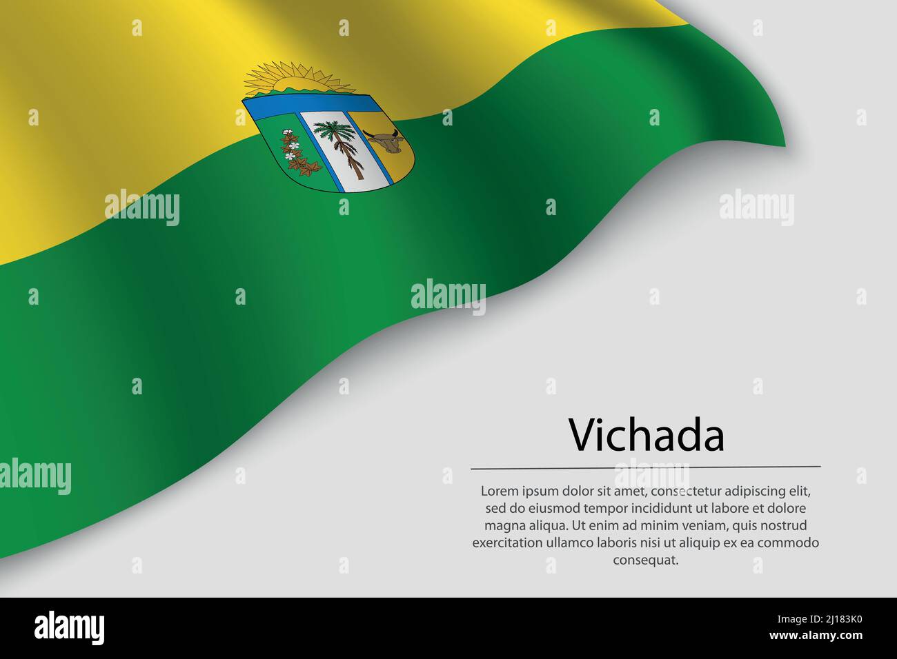 Wave flag of Vichada is a region of Colombia. Banner or ribbon vector template Stock Vector