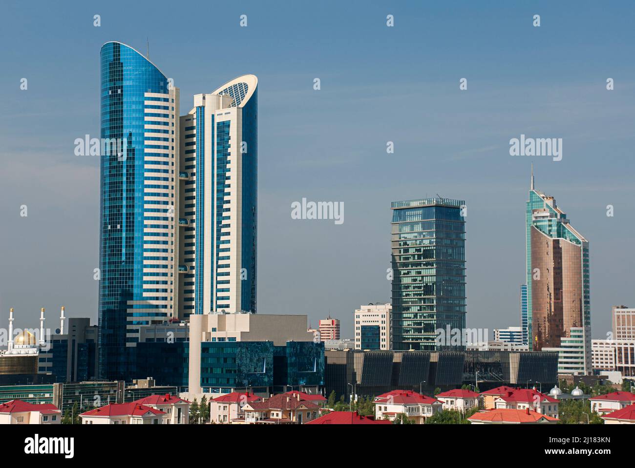 Cityscape of Astana, the capital of Kazakhstan, with modern skyscrapers. Stock Photo