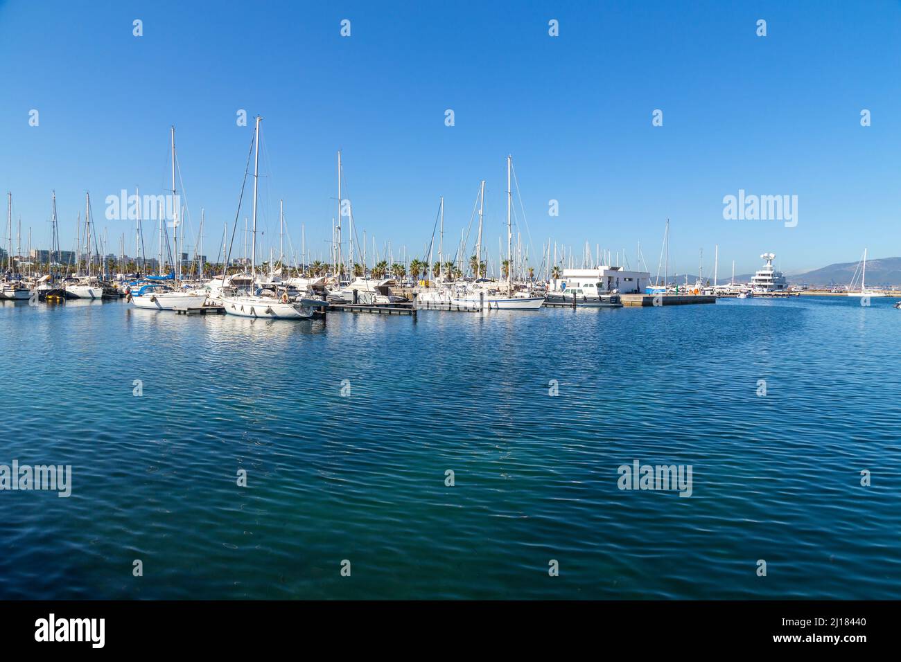 LA LINEA DE LA CONCEPTION, SPAIN - AUGUST 16, 2021: Boats at Alcaidesa Marina, Andalusia, Spain Stock Photo