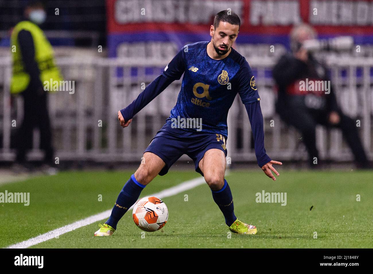 Lyon, France - March 17: Bruno Costa of FC Porto controls the ball during the UEFA Europa League Round of 16 Leg Two match between Olympique Lyon and Stock Photo