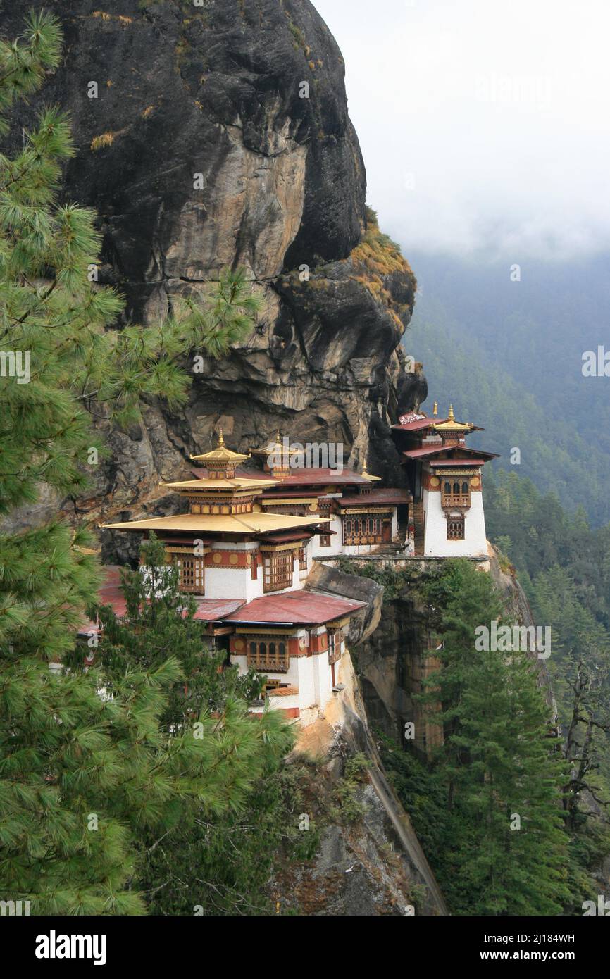 buddhist temple and monastery (taktshang) closed to paro in bhutan ...
