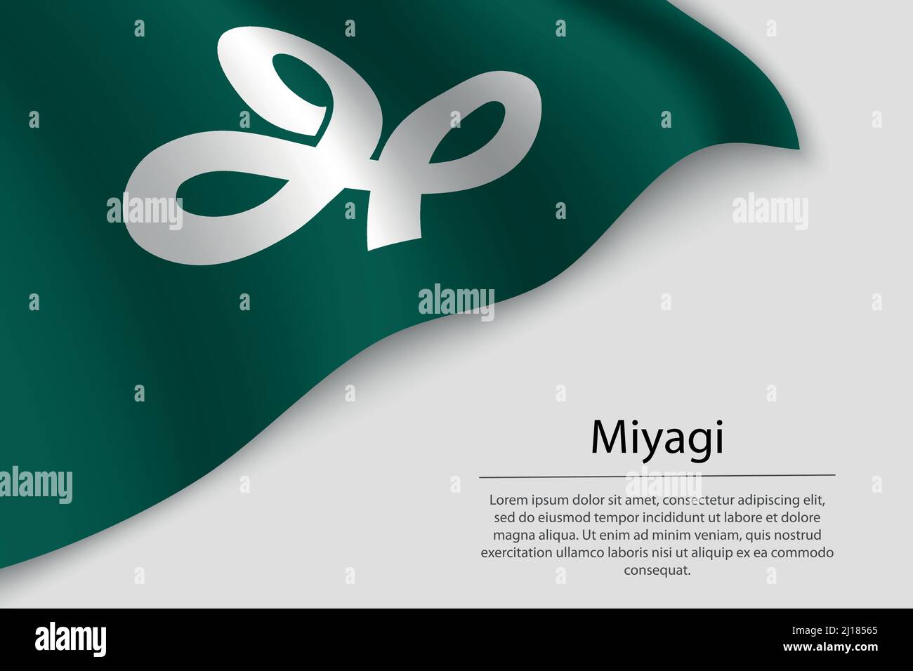 Wave flag of Miyagi is a region of Japan. Banner or ribbon vector ...