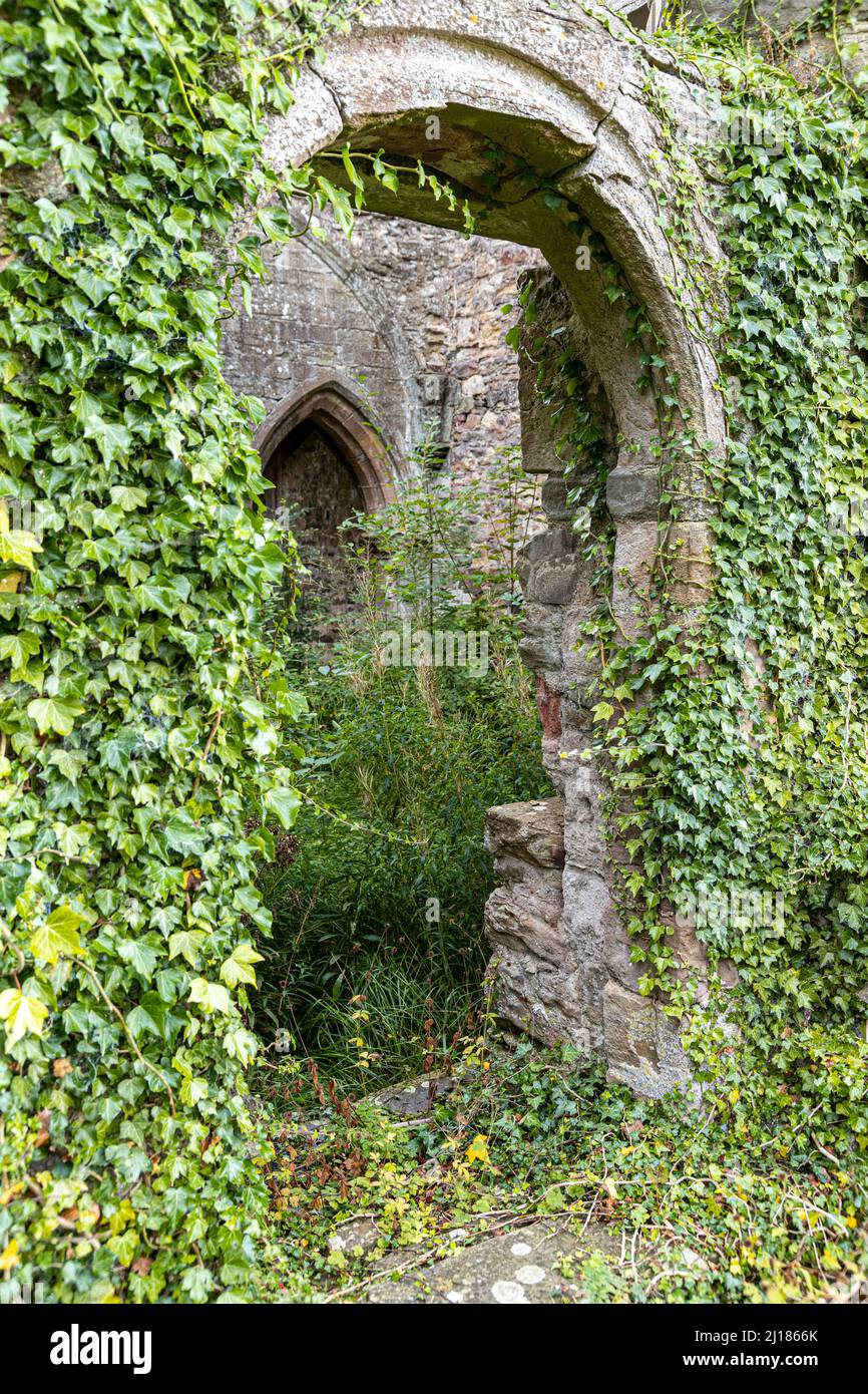 A doorway in the ruins of Balmerino Abbey (or St Edwards Abbey) a 13th century Cistercian monastery at Balmerino, Fife, Scotland UK Stock Photo