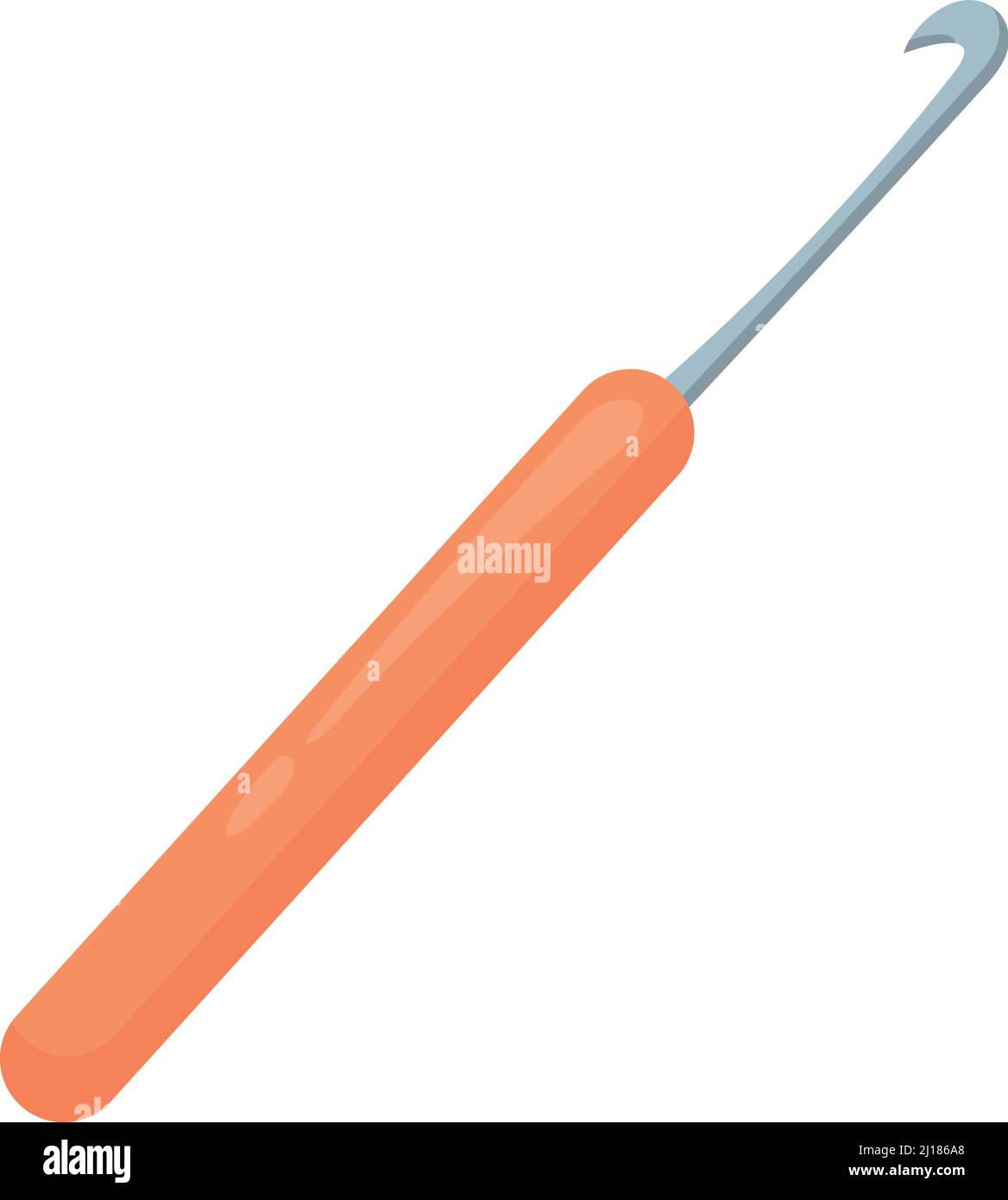 Crochet hook icon. Hand crafting tool in cartoon style isolated on ...