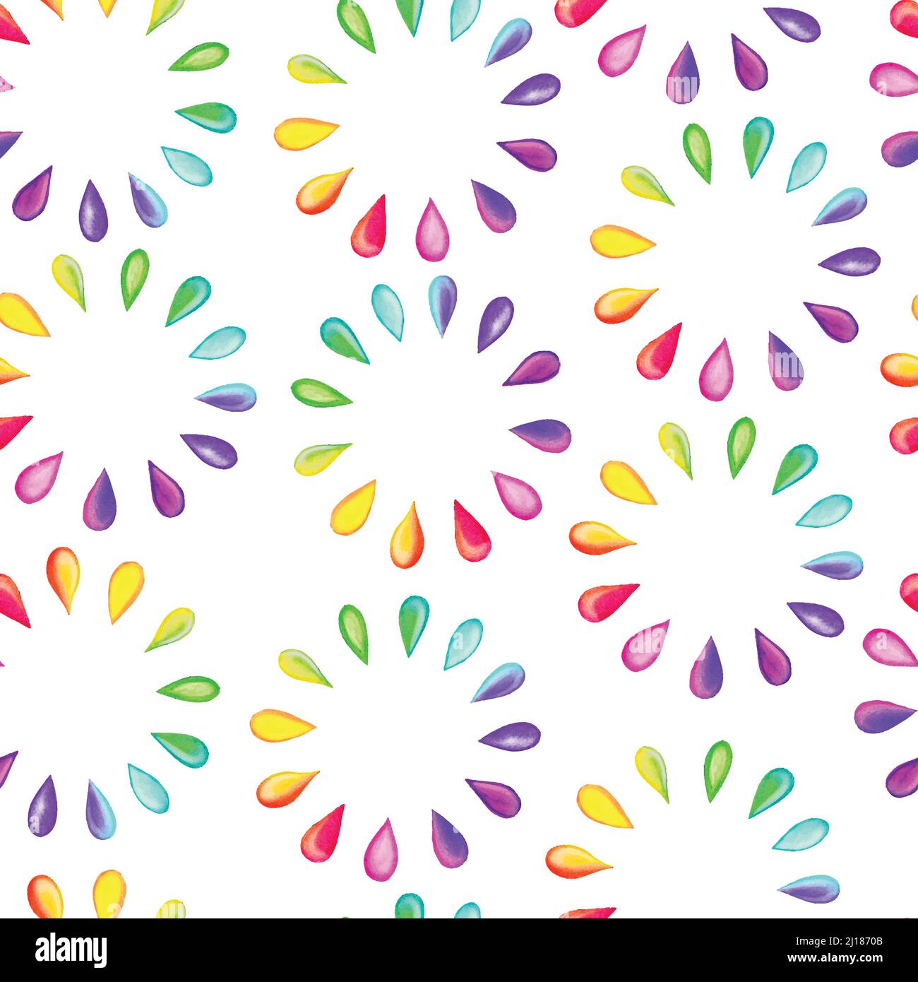 Seamless art pattern with  drawing rainbow drops Stock Vector
