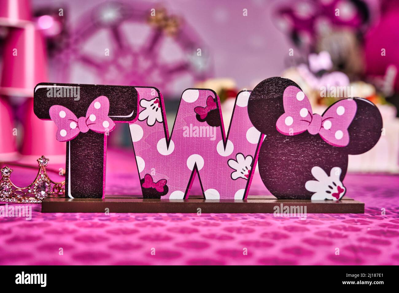 a photo of minnie mouse "two" birthday letter Stock Photo Alamy