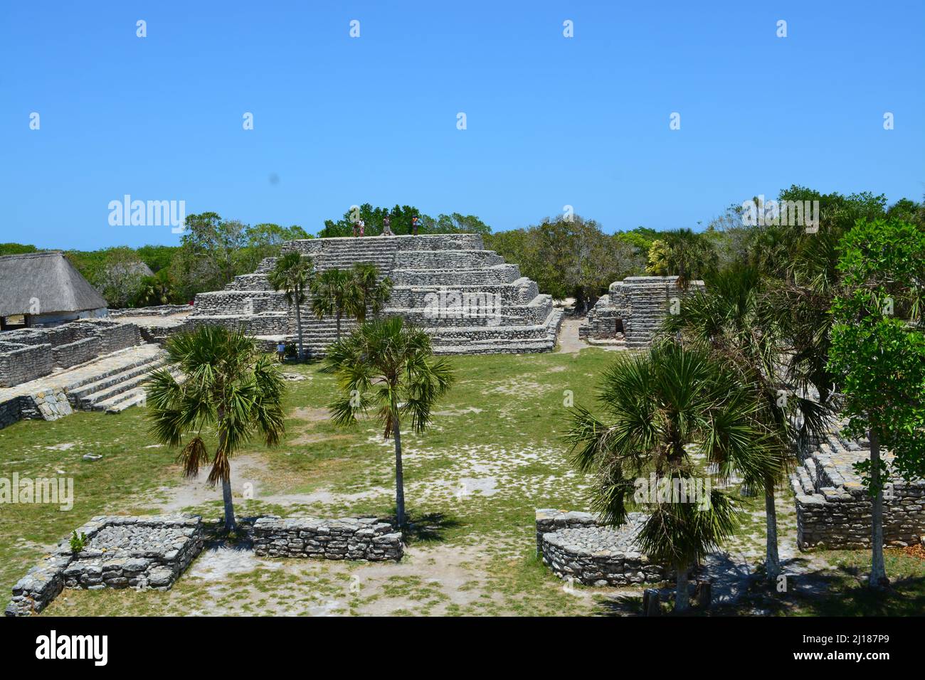 X'cambo, Mayan archaelogical site in the coastline of Yucatan Stock Photo
