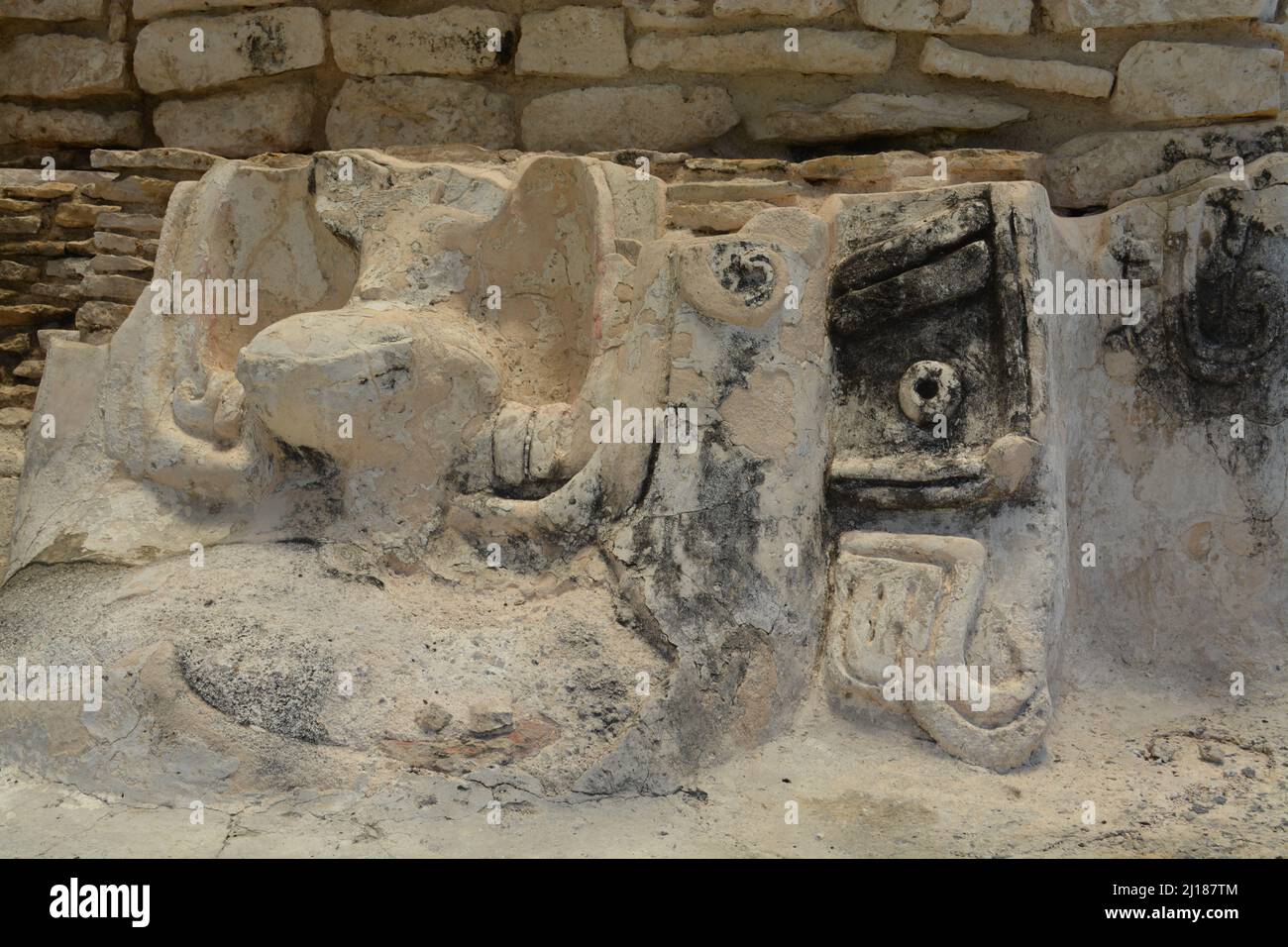 X'cambo, Mayan archaelogical site in the coastline of Yucatan Stock Photo