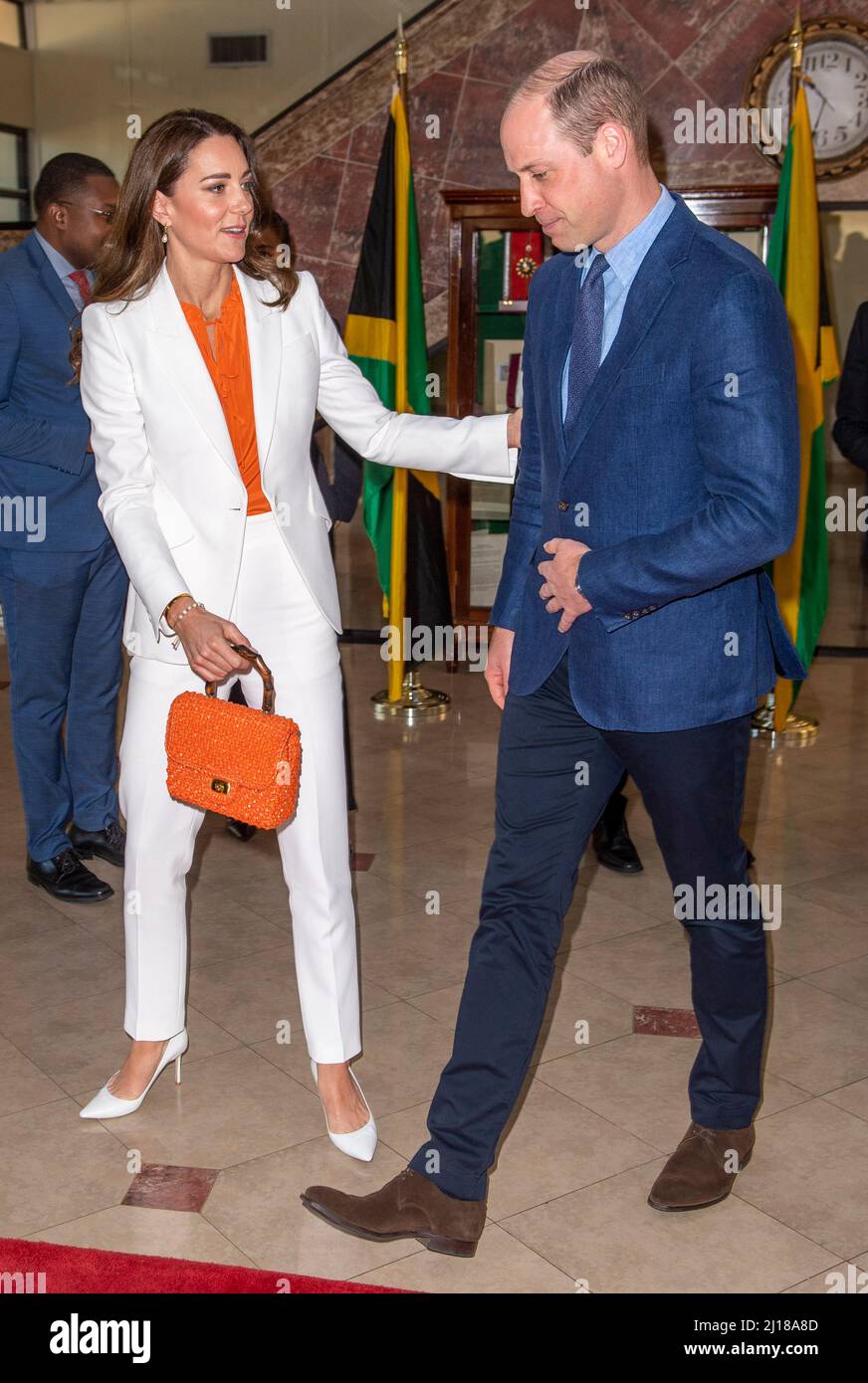 The Duke And Duchess Of Cambridge During A Meeting With The Prime Minister Of Jamaica Andrew