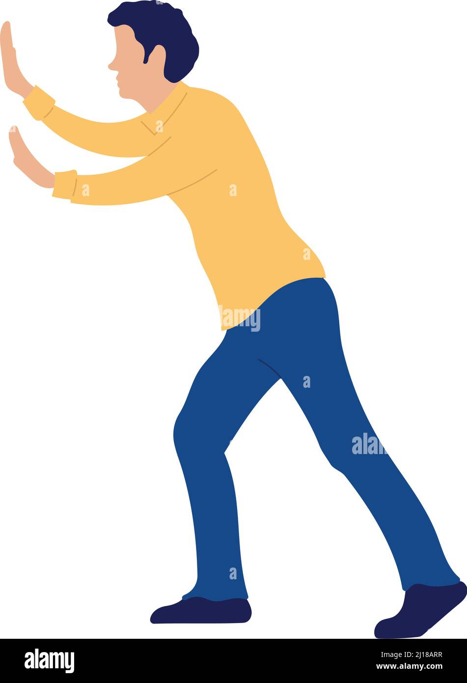 Isolated male cartoon doing an effort to push something Vector Stock ...