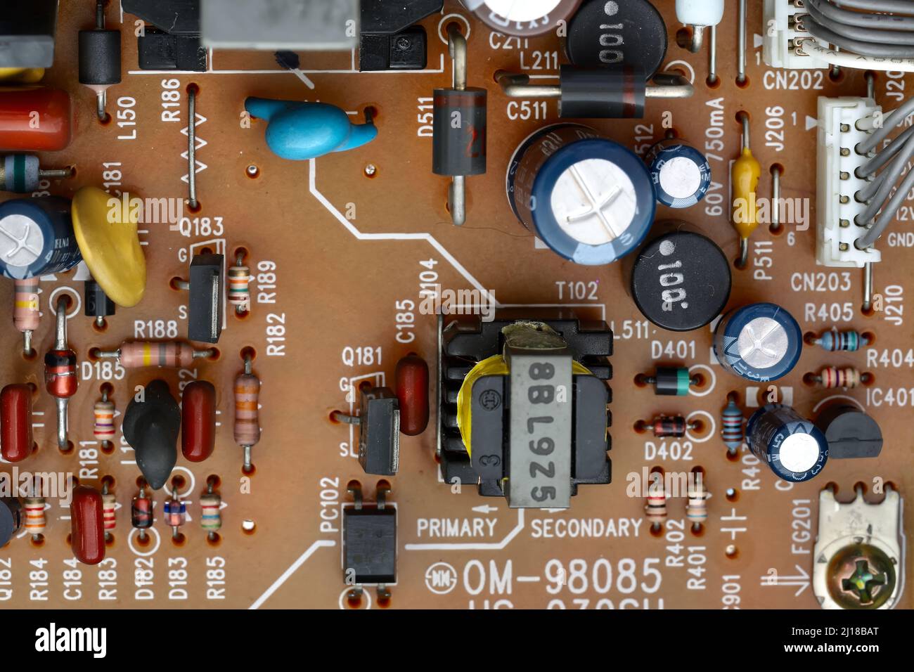 printed circuit board with components Stock Photo