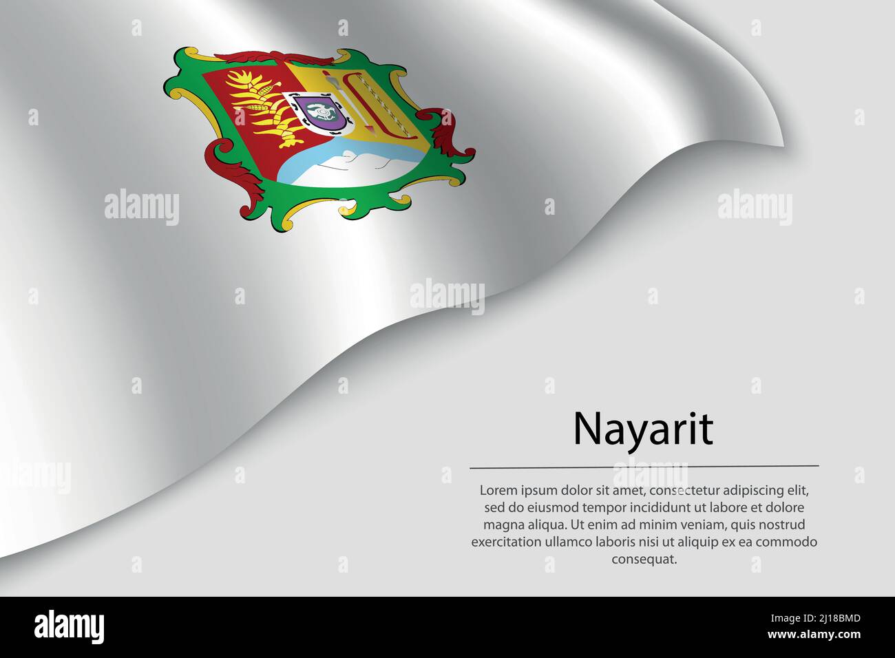 Wave flag of Nayarit is a region of Mexico. Banner or ribbon vector